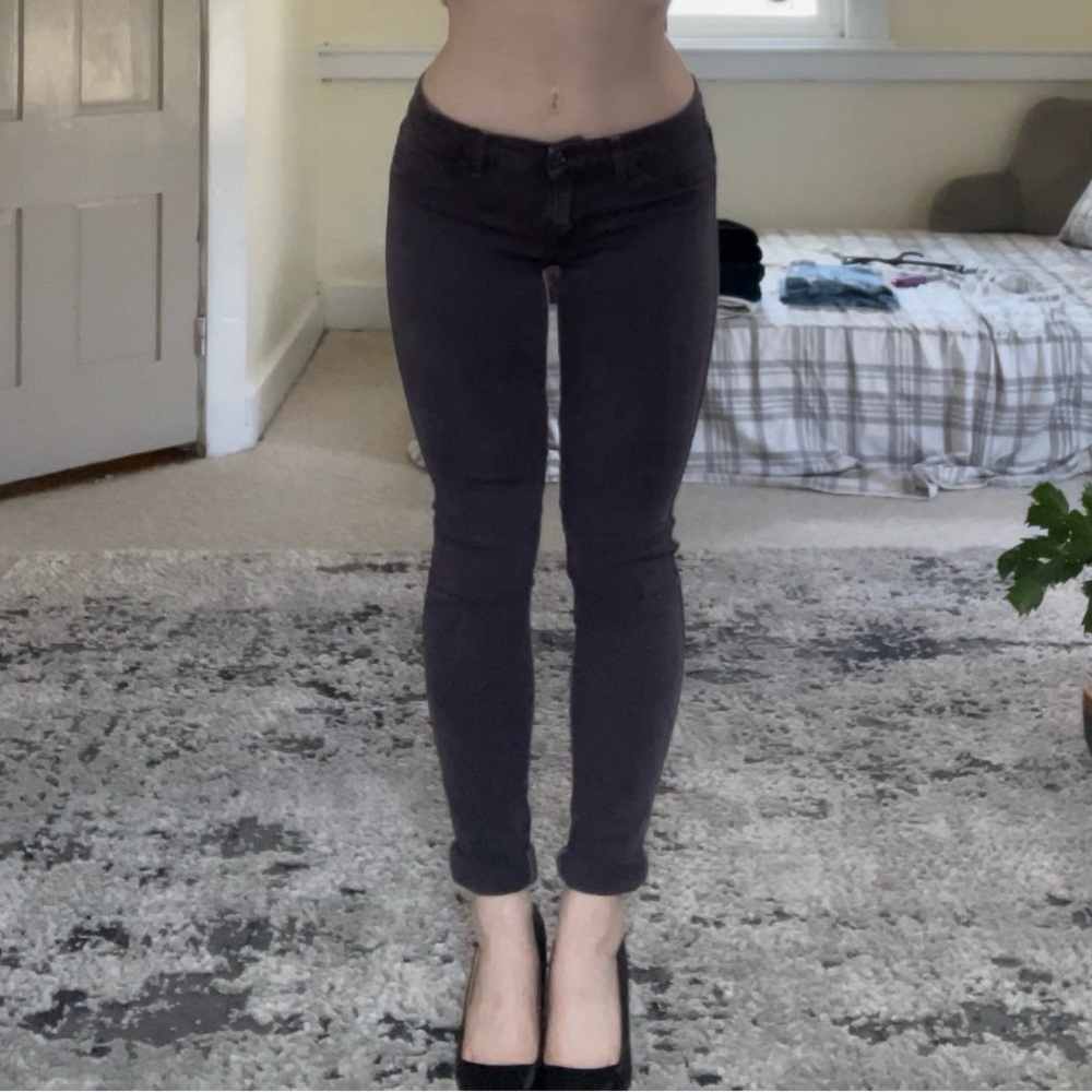 Rich & Skinny Dark Gray Washed Purple Jeans Grunge Punk Faded Comfy Casual Cute